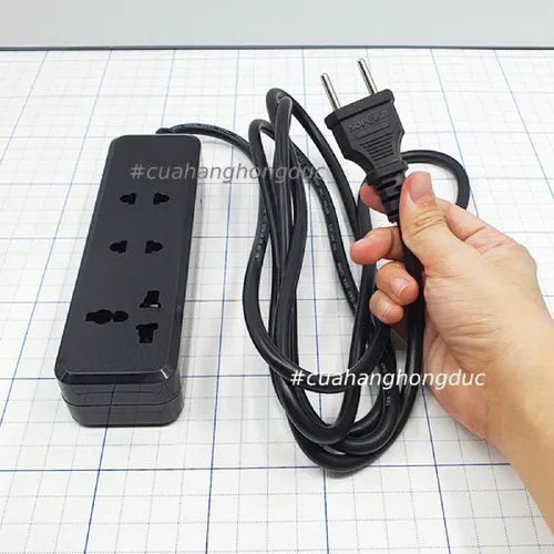 Ổ Cắm Điện 3 Lỗ 2200W Lõi Sứ Màu Đen 3K SOPOKA