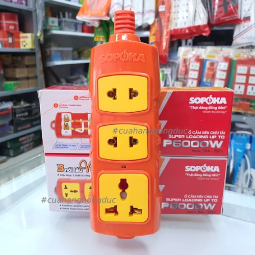 Ổ Cắm Điện 3 Lỗ 6000W Lõi Sứ Không Dây P6000W SOPOKA