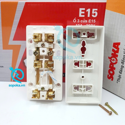 Ổ Cắm Điện 3 Lỗ Gắn Nổi E15 SOPOKA