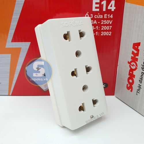 Ổ Cắm Điện 3 Lỗ Gắn Tường Gắn Táp Lô E14 SOPOKA
