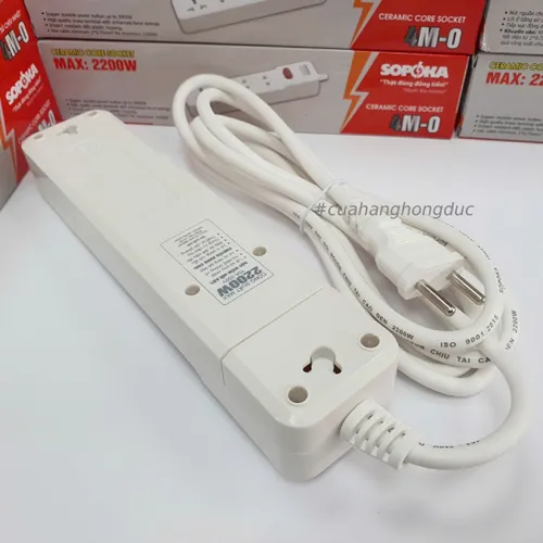 Ổ Cắm Điện 4 Lỗ 2200W Lõi Sứ Có Dây Công Tắc 4M2 SOPOKA