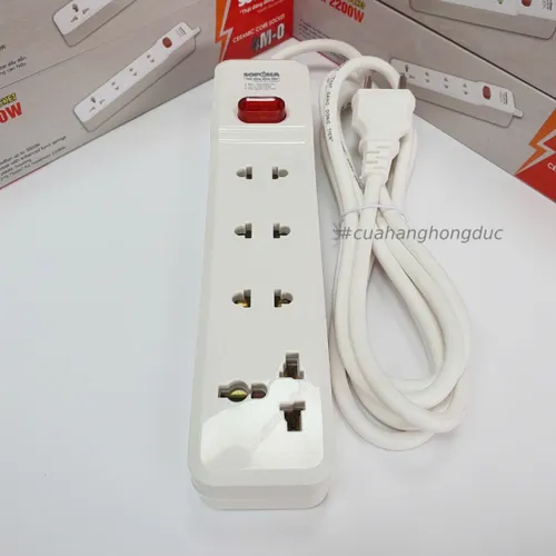 Ổ Cắm Điện 4 Lỗ 2200W Lõi Sứ Có Dây Công Tắc 4M2 SOPOKA