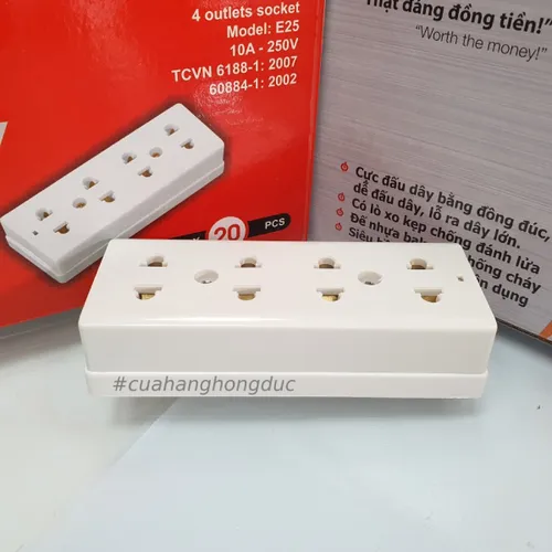 Ổ Cắm Điện 4 Lỗ Gắn Tường Gắn Táp Lô E25 SOPOKA