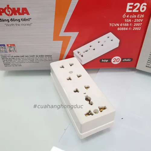 Ổ Cắm Điện 4 Lỗ Gắn Tường Gắn Táp Lô E26 SOPOKA