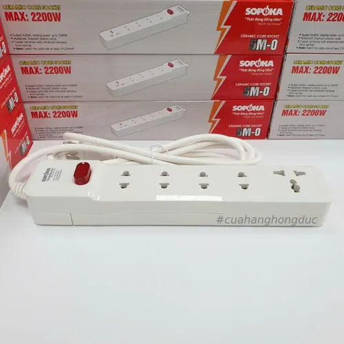 Ổ Cắm Điện 5 Lỗ 2200W Lõi Sứ Có Dây Công Tắc 5M2 SOPOKA