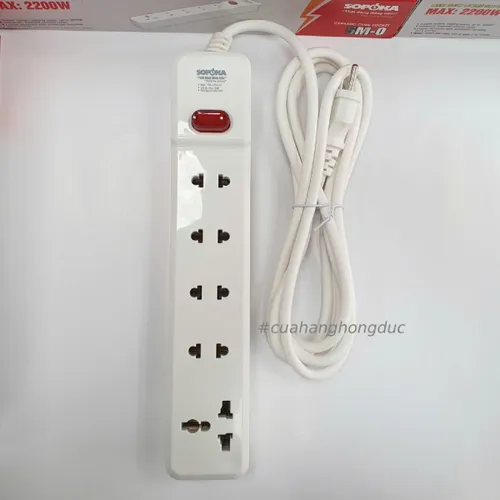 Ổ Cắm Điện 5 Lỗ 2200W Lõi Sứ Có Dây Công Tắc 5M2 SOPOKA