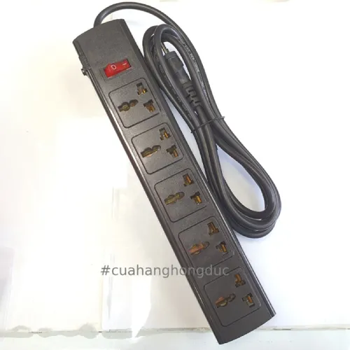 Ổ Cắm Điện 5 Lỗ 3 Chấu 2200W Lõi Sứ Chống Cháy Breaker 5T SOPOKA