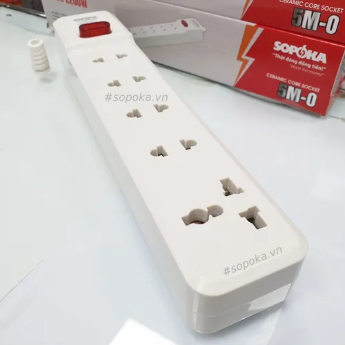 Ổ Cắm Điện 5 Lỗ Lõi Sứ Không Dây 2200W Có Công Tắc 5M-0 SOPOKA