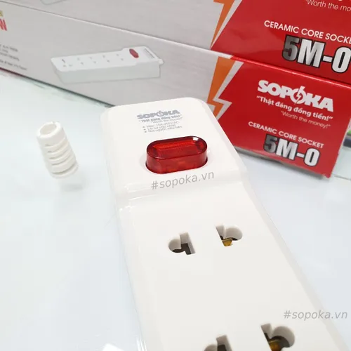 Ổ Cắm Điện 5 Lỗ Lõi Sứ Không Dây 2200W Có Công Tắc 5M-0 SOPOKA