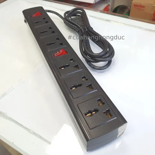 Ổ Cắm Điện 6 Lỗ 3 Chấu 2200W Lõi Sứ Chống Cháy Breaker 6T SOPOKA