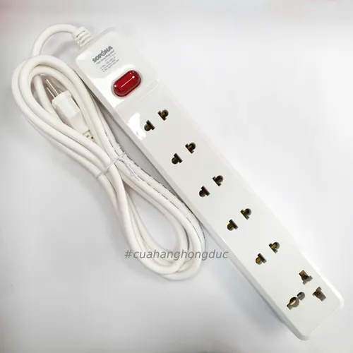 Ổ Cắm Điện 6 Lỗ 2200W Lõi Sứ Có Công Tắc 6M2 SOPOKA