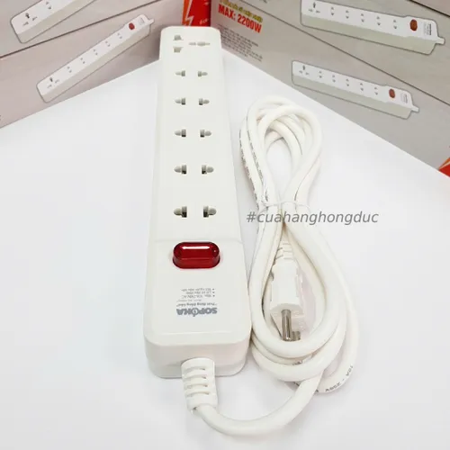 Ổ Cắm Điện 6 Lỗ 2200W Lõi Sứ Có Công Tắc 6M2 SOPOKA