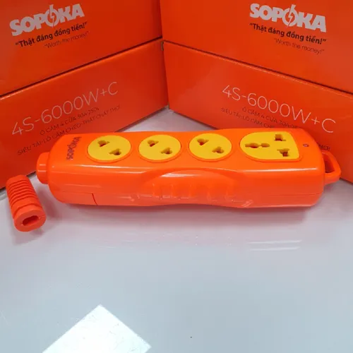 Ổ Cắm Điện 6000W 4 Lỗ Chéo Không Dây 30A 4S-6000W+C SOPOKA