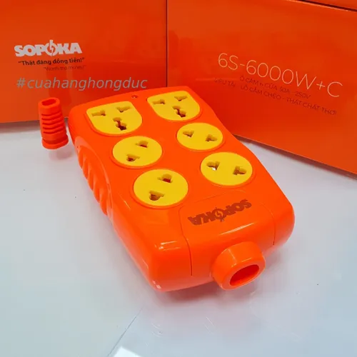 Ổ Cắm Điện 6000W 6 Lỗ Chéo Không Dây 30A 6S-6000W+C SOPOKA