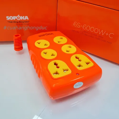 Ổ Cắm Điện 6000W 6 Lỗ Chéo Không Dây 30A 6S-6000W+C SOPOKA