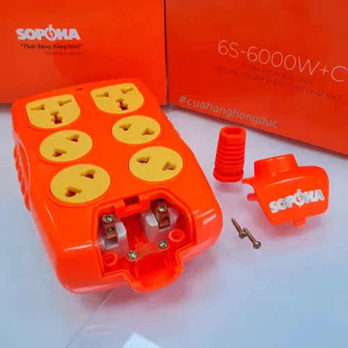 Ổ Cắm Điện 6000W 6 Lỗ Chéo Không Dây 30A 6S-6000W+C SOPOKA