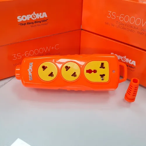 Ổ Cắm Điện 6000W Không Dây 3 Lỗ Chéo 30A 3S-6000W+C SOPOKA