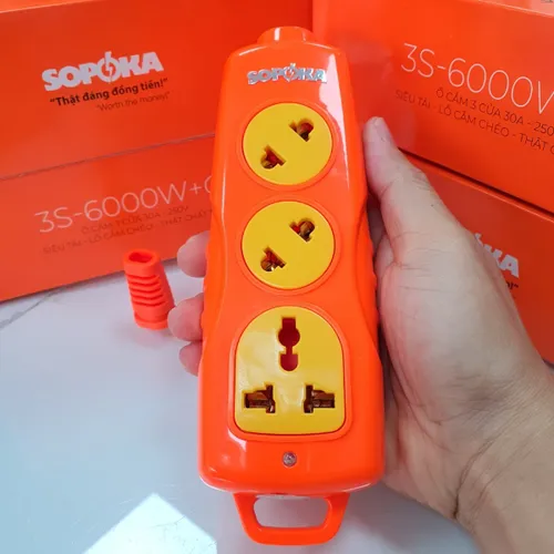 Ổ Cắm Điện 6000W Không Dây 3 Lỗ Chéo 30A 3S-6000W+C SOPOKA