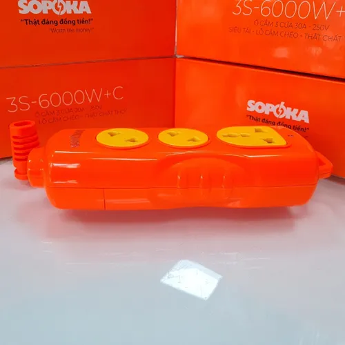 Ổ Cắm Điện 6000W Không Dây 3 Lỗ Chéo 30A 3S-6000W+C SOPOKA