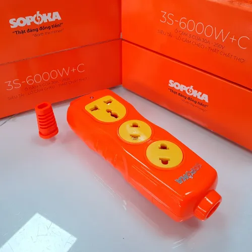 Ổ Cắm Điện 6000W Không Dây 3 Lỗ Chéo 30A 3S-6000W+C SOPOKA