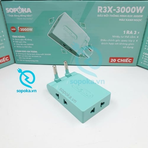 Ổ Chia Điện 3 Lỗ Dẹp Cổ Gập Xoay 3000W R3X-3000W SOPOKA