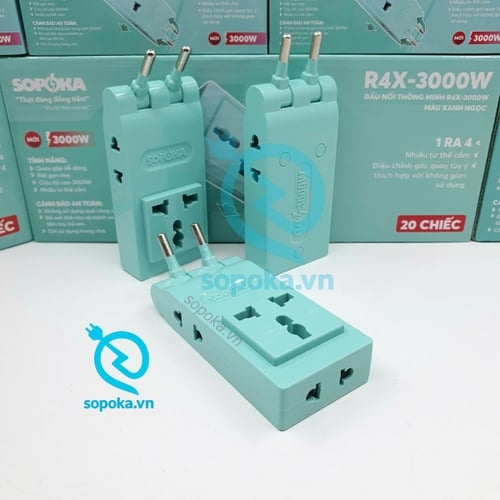 Ổ Chia Điện 4 Lỗ Dẹp Cổ Xoay 3000W R4X-3000W SOPOKA