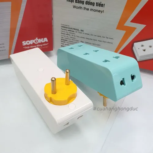 Phích Cắm Chia Điện 5 Lỗ Cổ Xoay P25 SOPOKA