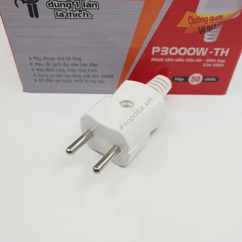 Phích Cắm Điện 3000W Siêu Chịu Tải Thân Hẹp P3000W-TH SOPOKA (Chân 5mm)