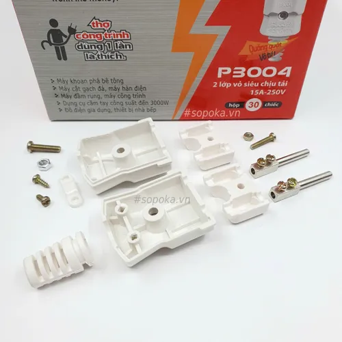 Phích Cắm Điện Chịu Tải 3000W Chân 4mm P3004 SOPOKA