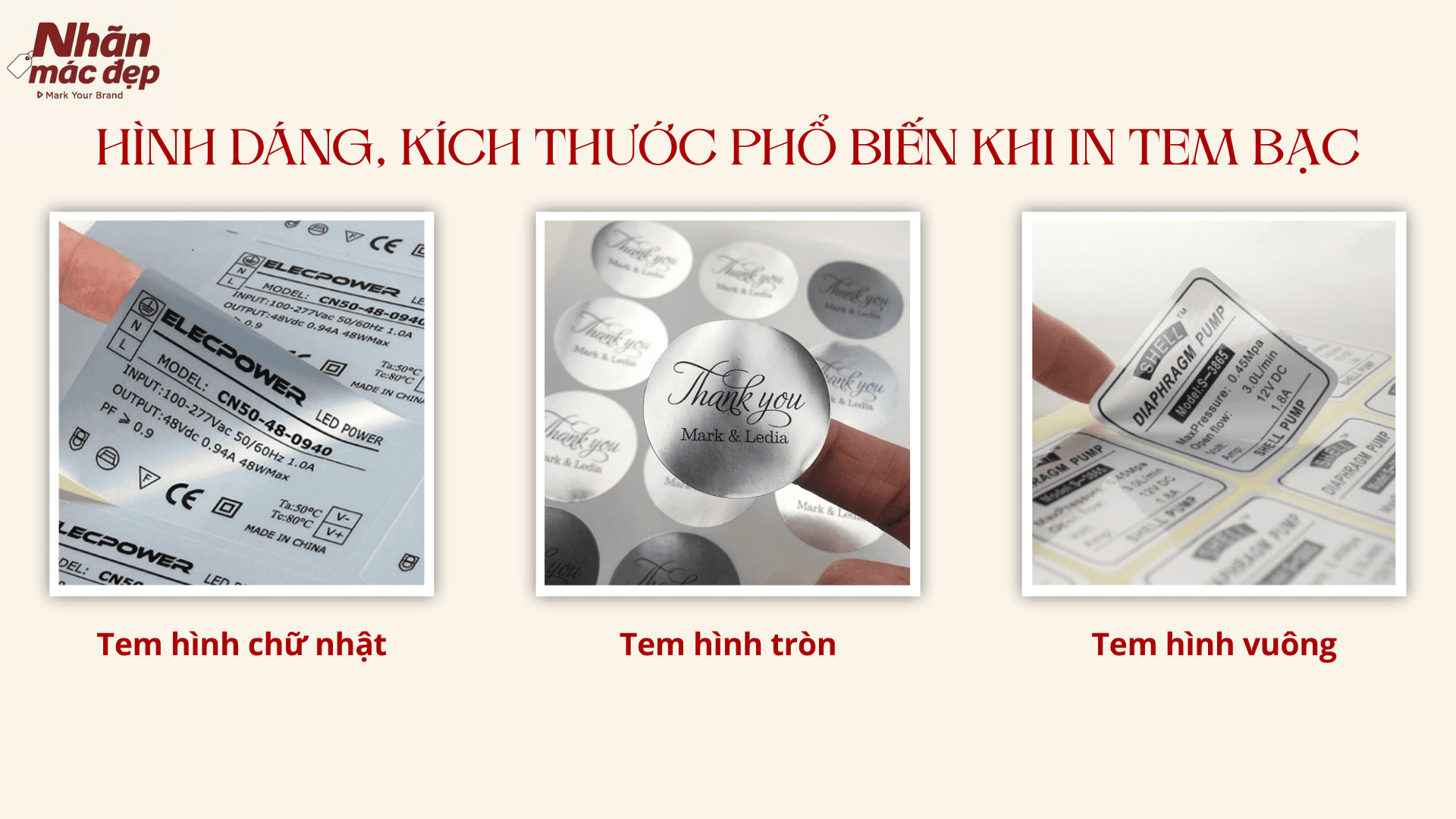 Hình dáng, kích thước phổ biến khi in tem bạc Hình dáng, kích thước phổ biến khi in tem bạc