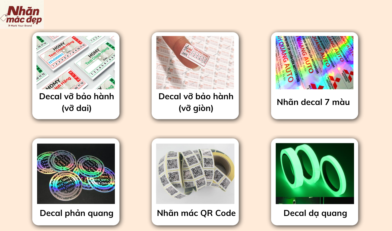 Các loại nhãn Decal đặc biệt Các loại nhãn Decal đặc biệt