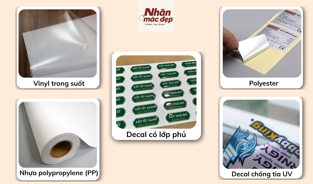 Các chất liệu in decal trong suốt Các chất liệu in decal trong suốt