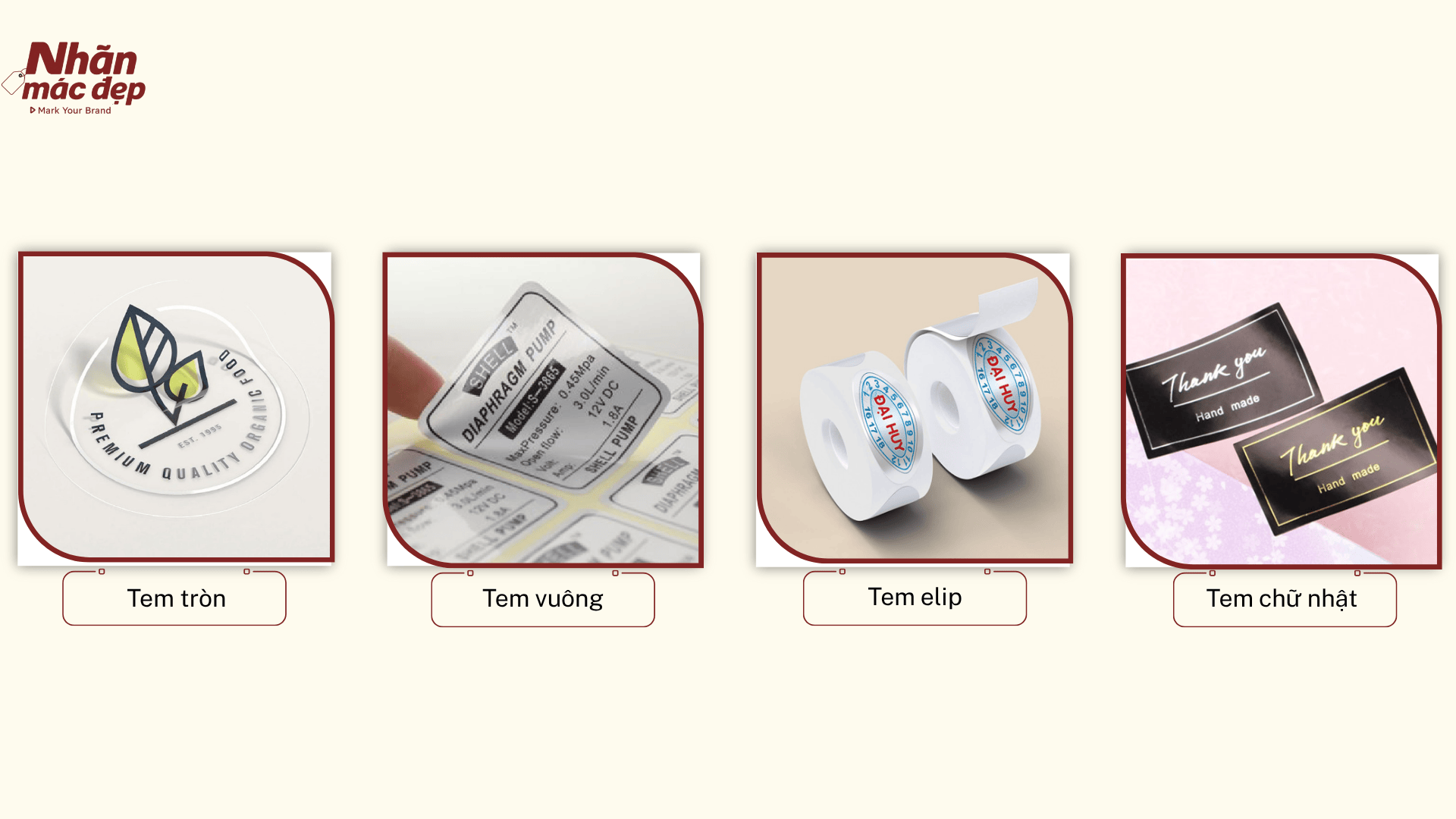 Hình dáng phổ biến của tem decal nhựa Hình dáng phổ biến của tem decal nhựa