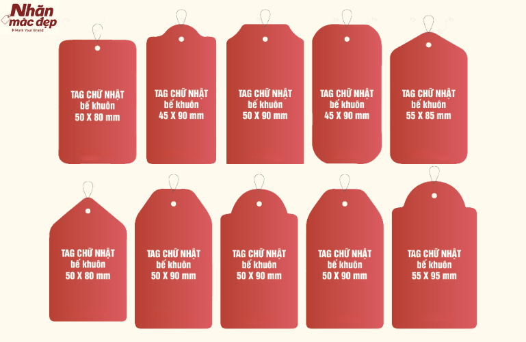 Kích thước tag treo hình chữ nhật biến thể Kích thước tag treo hình chữ nhật biến thể