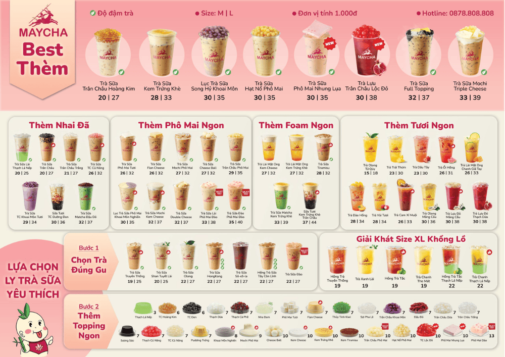 Menu thương hiệu May Cha Menu thương hiệu May Cha