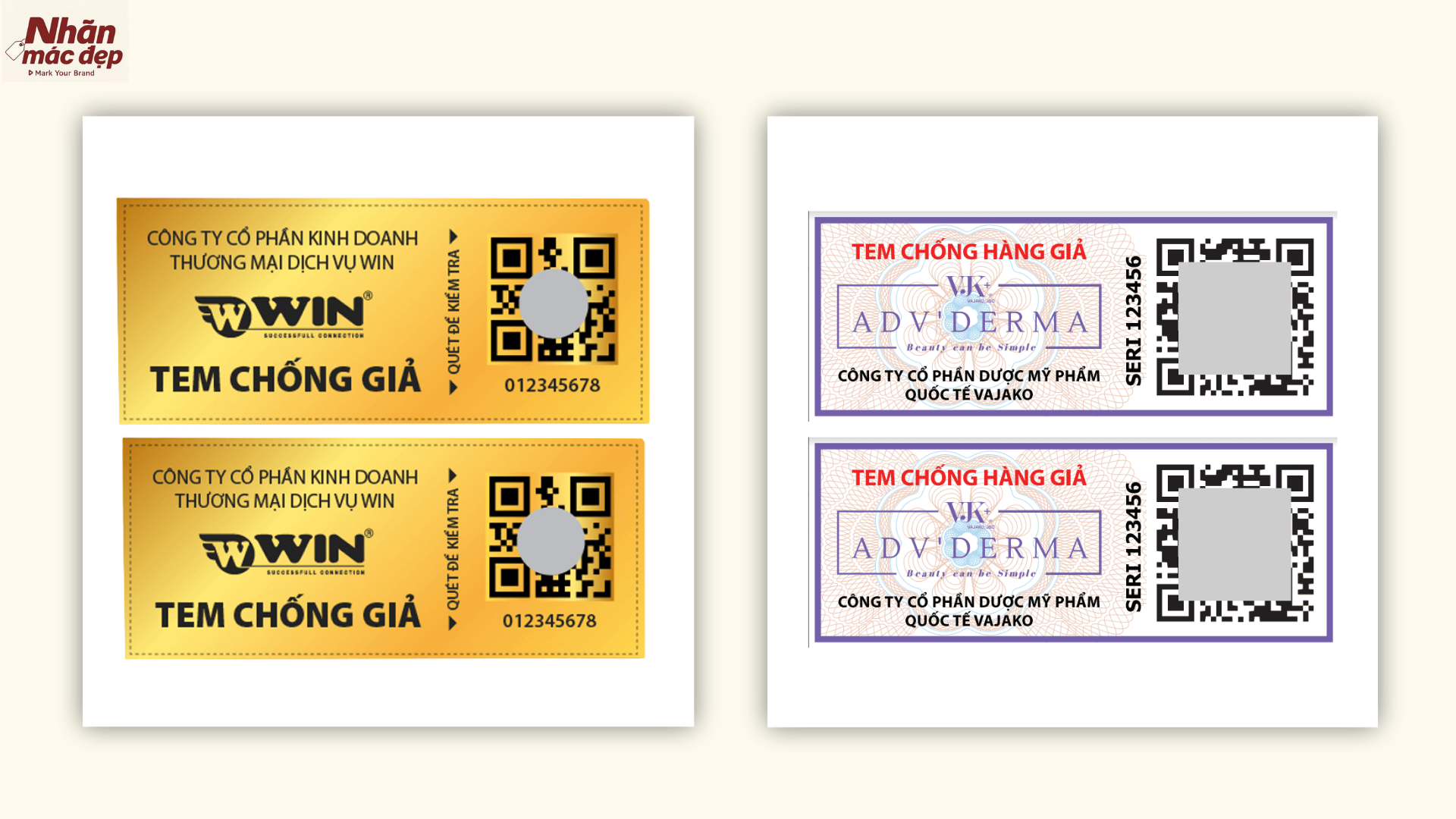 Những mẫu tem chống hàng giả tại Nhãn Mác Đẹp Asia Những mẫu tem chống hàng giả tại Nhãn Mác Đẹp Asia