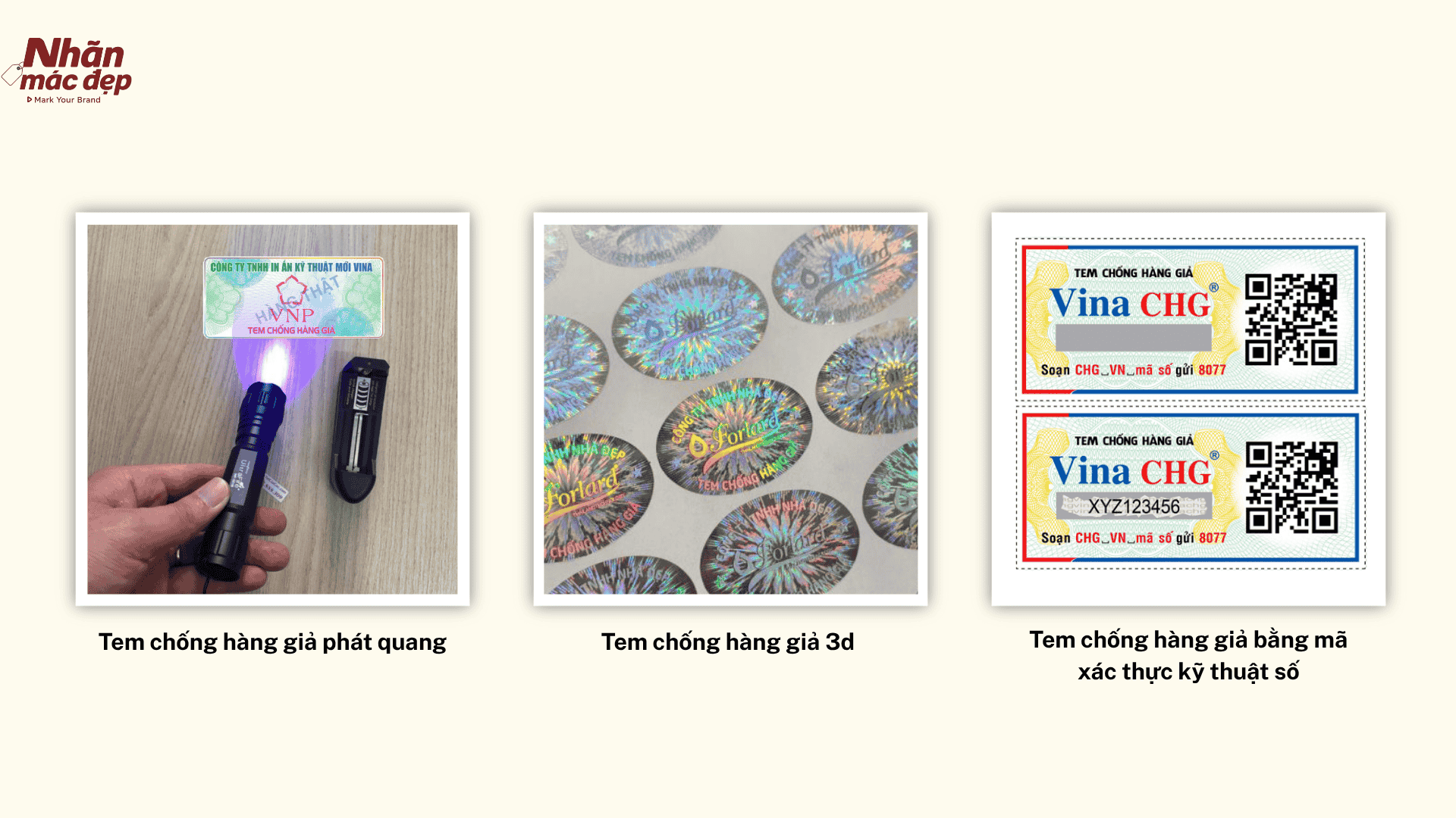 Các loại tem chống hàng giả Các loại tem chống hàng giả