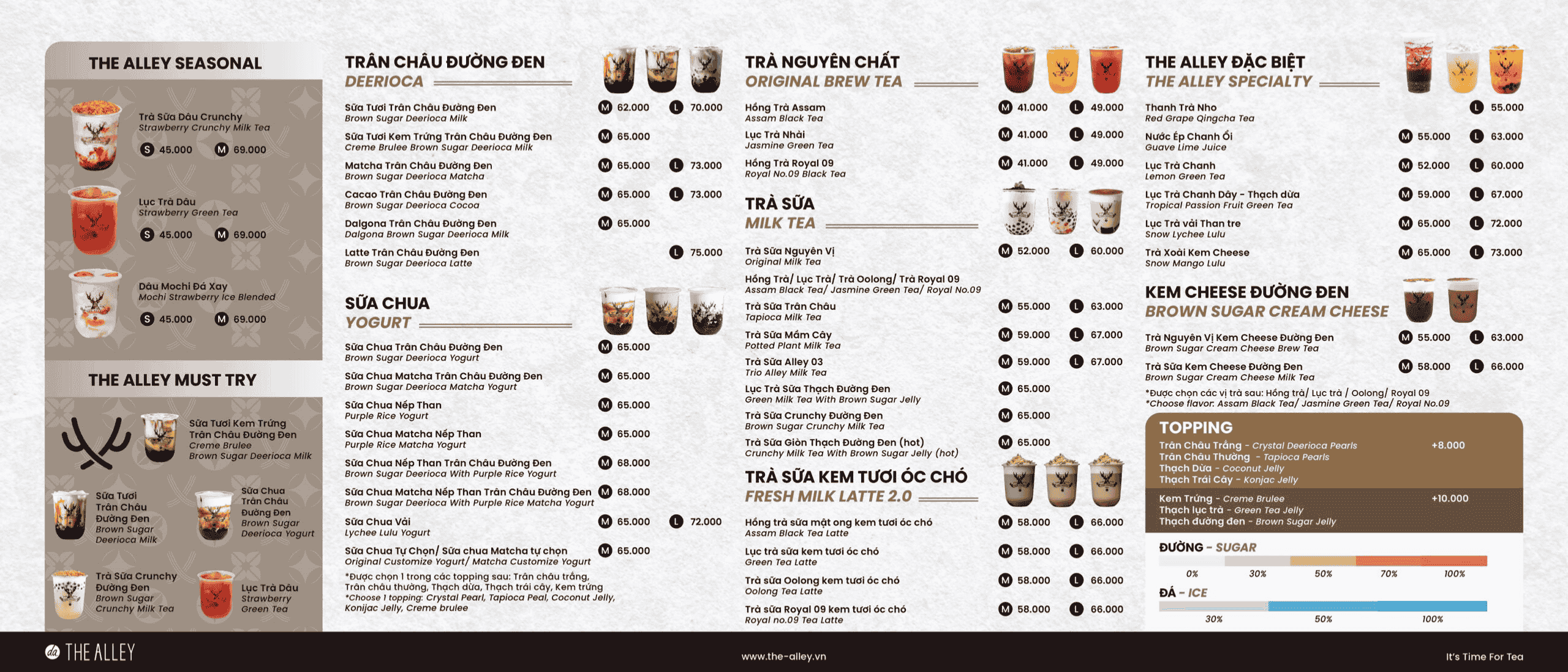 Menu thương hiệu The Alley Menu thương hiệu The Alley