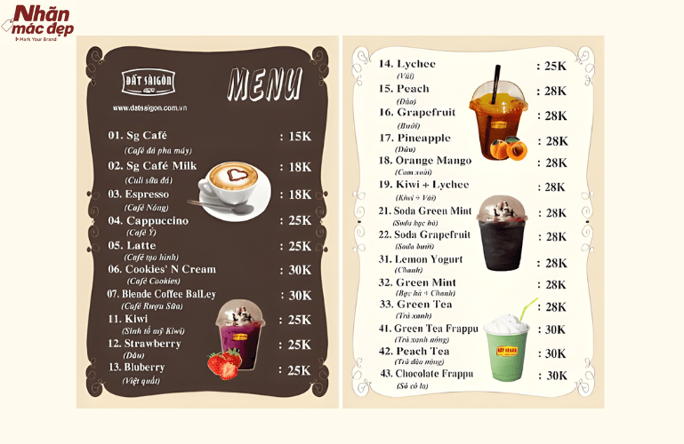 Tham khảo mẫu menu quán cafe đẹp phong cách độc đáo 9 Tham khảo mẫu menu quán cafe đẹp phong cách độc đáo 9