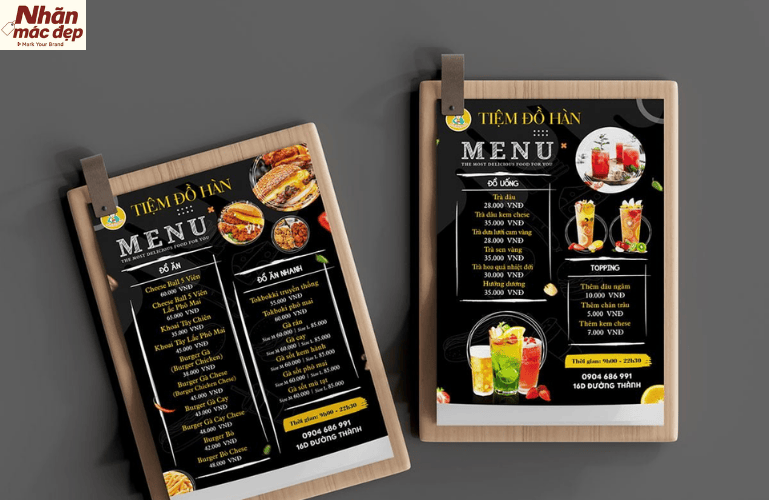 Menu cafe bìa cứng Menu cafe bìa cứng