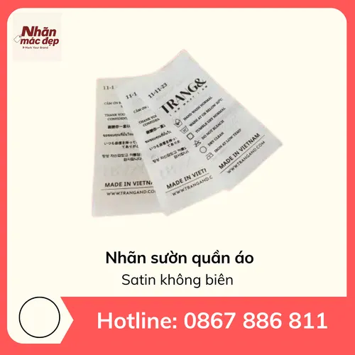Nhãn sườn quần áo - Satin không biên