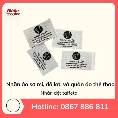 Nhãn Áo Sơ Mi, Đồ Lót và Quần Áo Thể Thao - Nhãn dệt taffeta