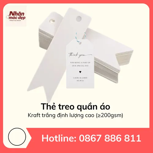 Thẻ treo quần áo Kraft trắng
