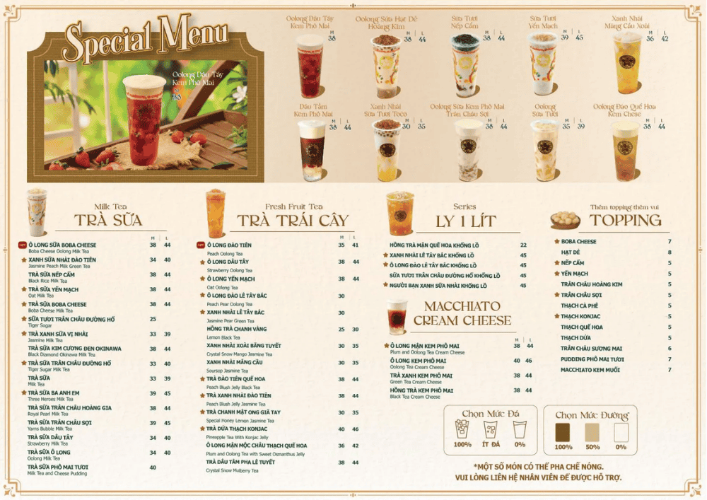 Menu thương hiệu TocoToco Menu thương hiệu TocoToco