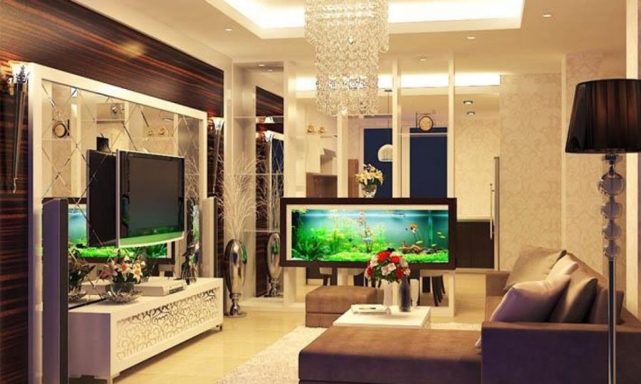 Bể cá đặt trong phòng khách là vị trí đẹp nhất trong ngôi nhà