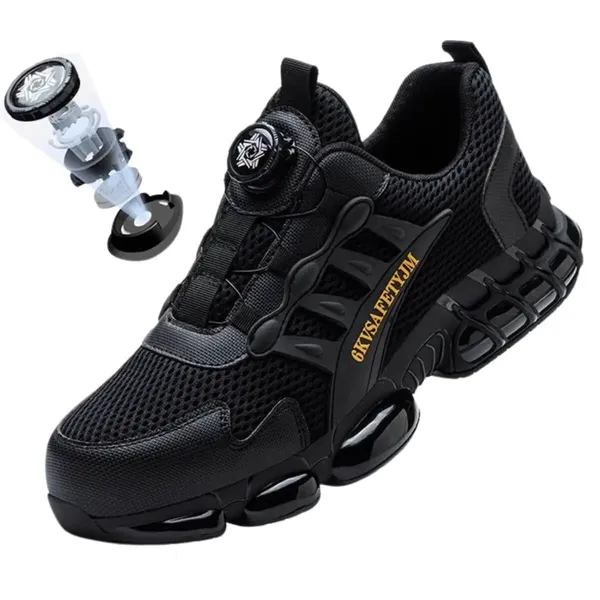 Giày Chống Đinh Thời Trang VA19 Đen - Xám Thiết Kế Khóa Vặn Cao Cấp