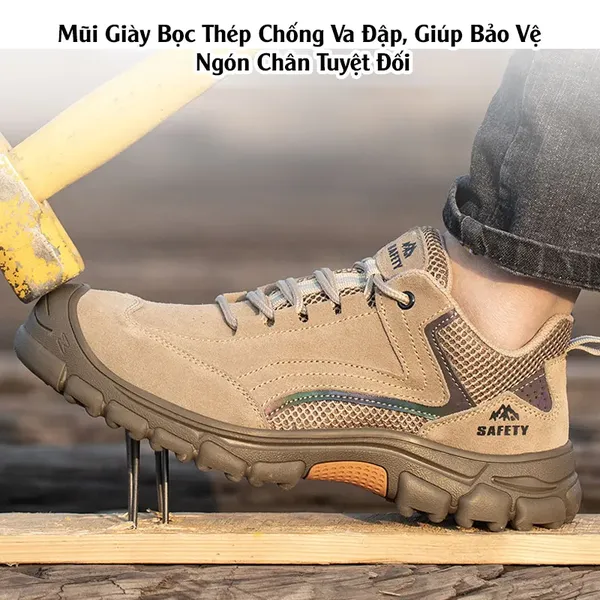 Giày Bảo Hộ Mũi Thép Chống Va Đập Đế Kevlar Chống Đâm Xuyên VA04N