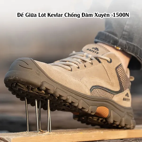 Giày Bảo Hộ Mũi Thép Chống Va Đập Đế Kevlar Chống Đâm Xuyên VA04N