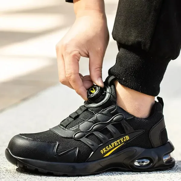 Giày Chống Đinh Thời Trang VA19 Đen - Xám Thiết Kế Khóa Vặn Cao Cấp