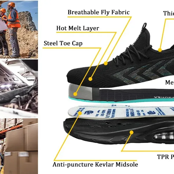 Giày thể thao bảo hộ nam thoáng khí, chống đinh, thời trang VA28D